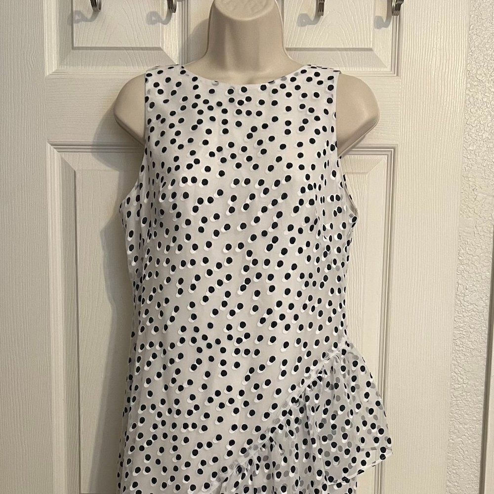 Lauren Ralph Lauren Sleeveless Polka Dot Ruffle Dress Size 6 - Picture 4 of 8